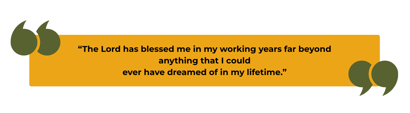 Orange quotation banner with green quotation marks displaying a Bible verse about blessings in life, centered text start to finish included in the image.